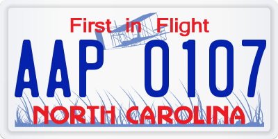 NC license plate AAP0107
