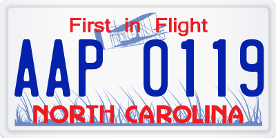NC license plate AAP0119