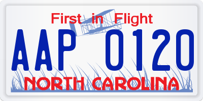 NC license plate AAP0120