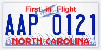 NC license plate AAP0121