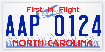 NC license plate AAP0124