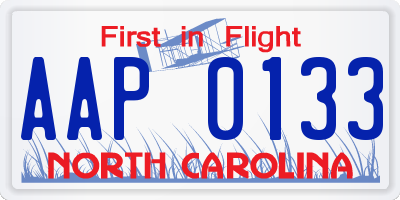NC license plate AAP0133