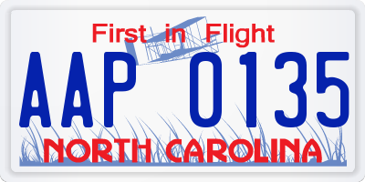 NC license plate AAP0135