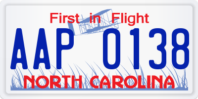 NC license plate AAP0138