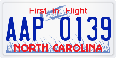 NC license plate AAP0139