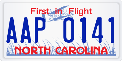 NC license plate AAP0141