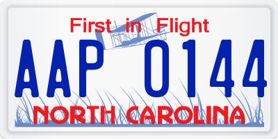 NC license plate AAP0144