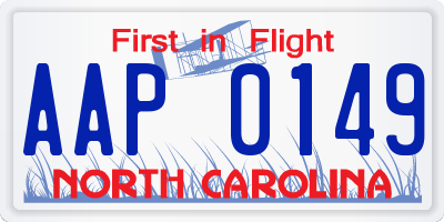NC license plate AAP0149