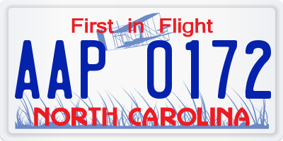 NC license plate AAP0172