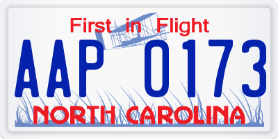 NC license plate AAP0173