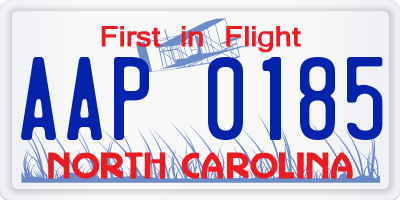 NC license plate AAP0185