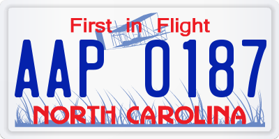 NC license plate AAP0187