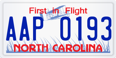 NC license plate AAP0193