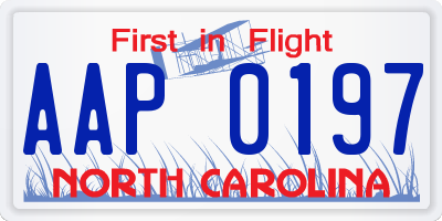 NC license plate AAP0197