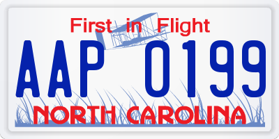 NC license plate AAP0199