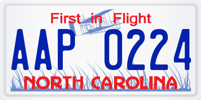 NC license plate AAP0224