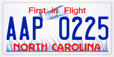 NC license plate AAP0225