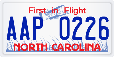 NC license plate AAP0226
