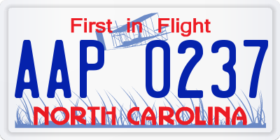 NC license plate AAP0237