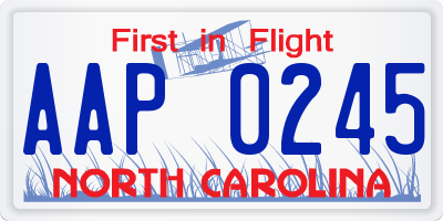 NC license plate AAP0245