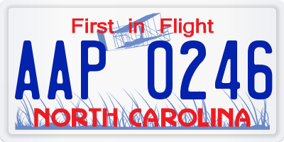 NC license plate AAP0246