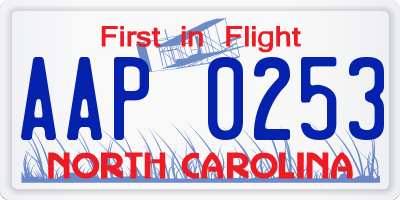 NC license plate AAP0253