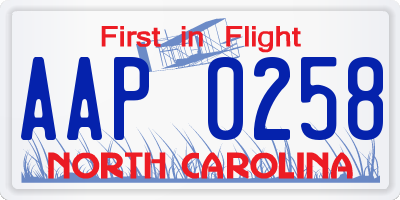NC license plate AAP0258