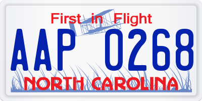 NC license plate AAP0268