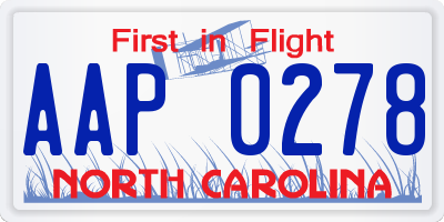 NC license plate AAP0278