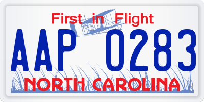 NC license plate AAP0283