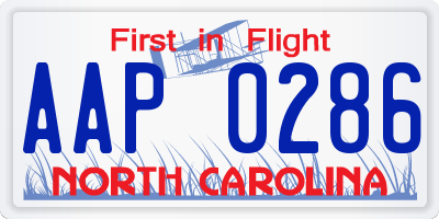 NC license plate AAP0286