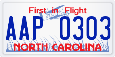 NC license plate AAP0303