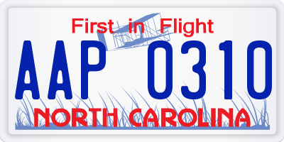 NC license plate AAP0310