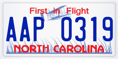 NC license plate AAP0319