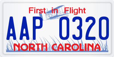 NC license plate AAP0320