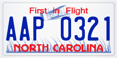 NC license plate AAP0321