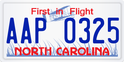NC license plate AAP0325