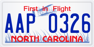 NC license plate AAP0326