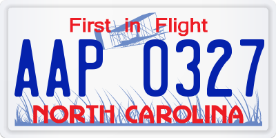 NC license plate AAP0327