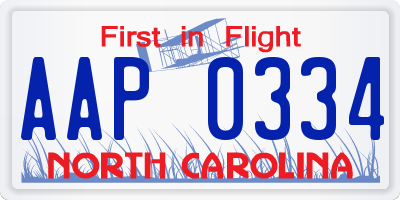 NC license plate AAP0334