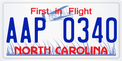 NC license plate AAP0340
