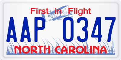 NC license plate AAP0347