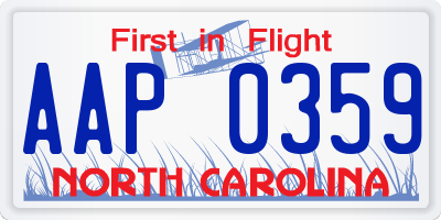 NC license plate AAP0359