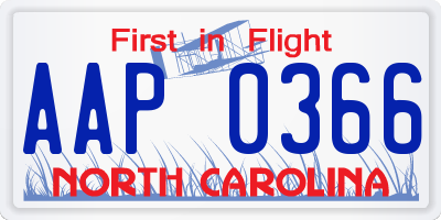 NC license plate AAP0366