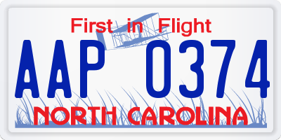 NC license plate AAP0374