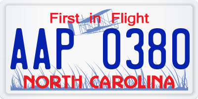NC license plate AAP0380