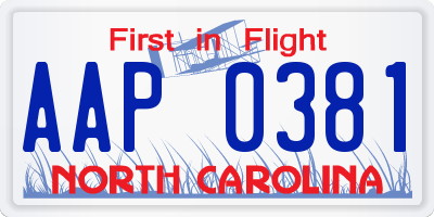 NC license plate AAP0381