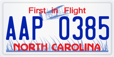 NC license plate AAP0385