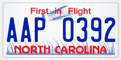 NC license plate AAP0392