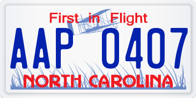 NC license plate AAP0407